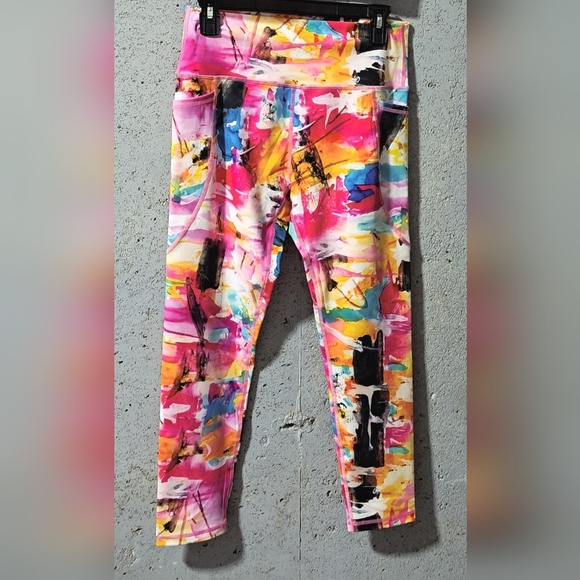 #061 Sz XL Leggings / Abstract Activewear Sports Bottom Rebelious by Maya Elious - Picture 2 of 12